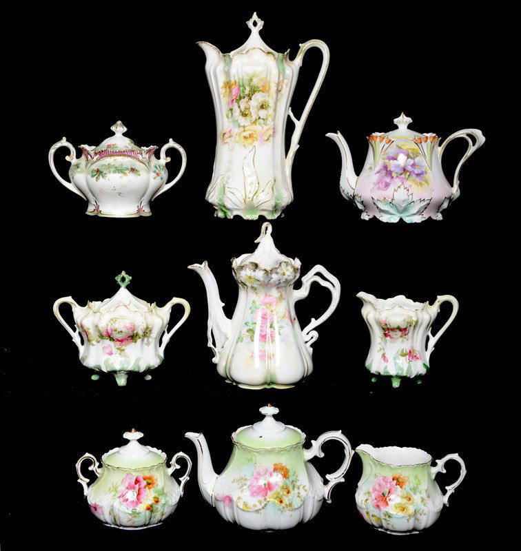 ASSORTED R.S.PRUSSIA TEA POTS, CREAMERS AND SUGARS (1 of 4)