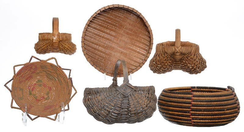 (6) EARLY WOVEN BASKETS INCLUDING (1 of 2)