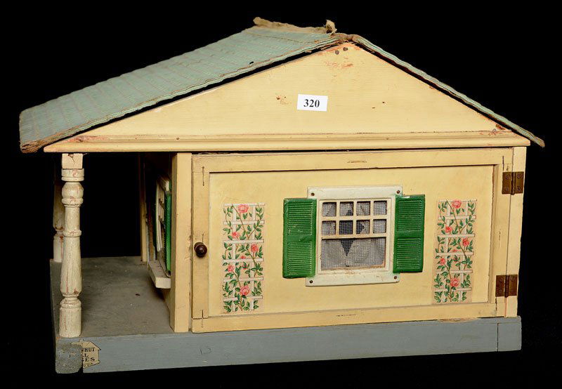 11" X 16" VINTAGE WOODEN DOLL HOUSE WITH FURNITURE (1 of 6)