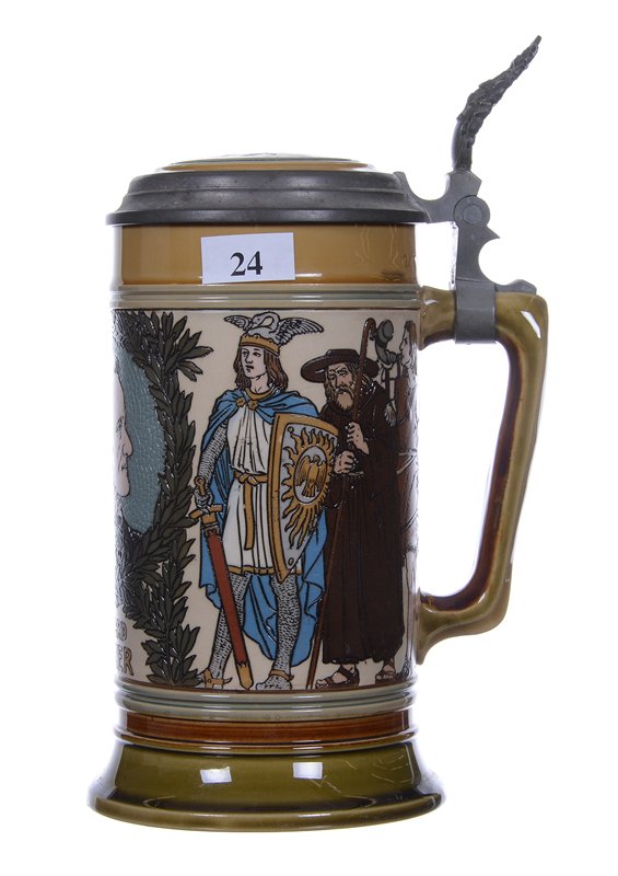 8.5" MARKED "METTLACH #2798" STEIN: 8.5" MARKED "METTLACH #2798" STEIN HALF LITER - IN HONOR OF RICHARD WAGNER