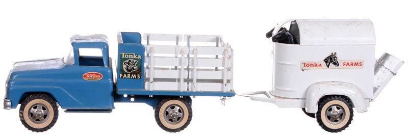 22" TONKA FARM STAKE TRUCK AND HORSE TRAILER: 22" TONKA FARM STAKE TRUCK AND HORSE TRAILER
