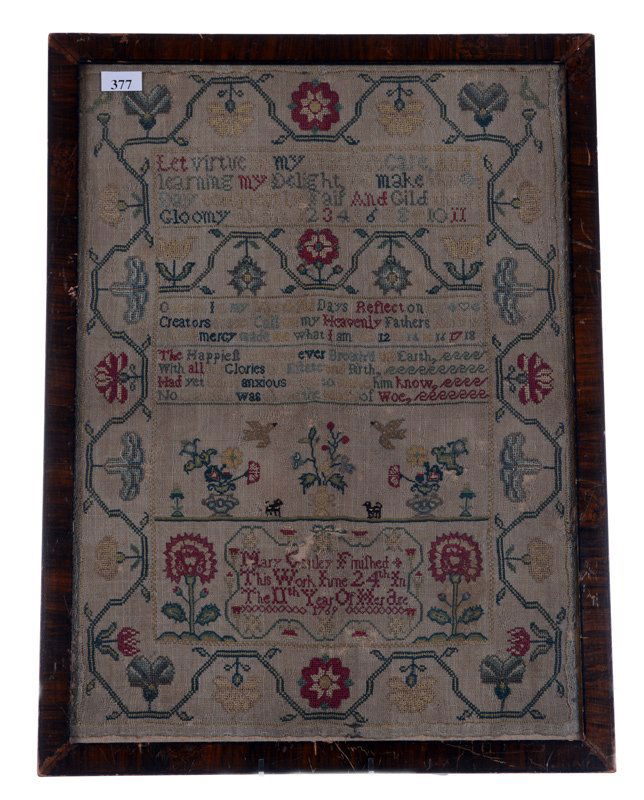 EARLY 18" X 13.5" FRAMED SAMPLER DATED 1769: EARLY 18" X 13.5" FRAMED SAMPLER DATED 1769 EXTRA FINE DETAIL - ONE OF THE EARLIEST SAMPLERS WOODY AUCTION HAS EVER SOLD!