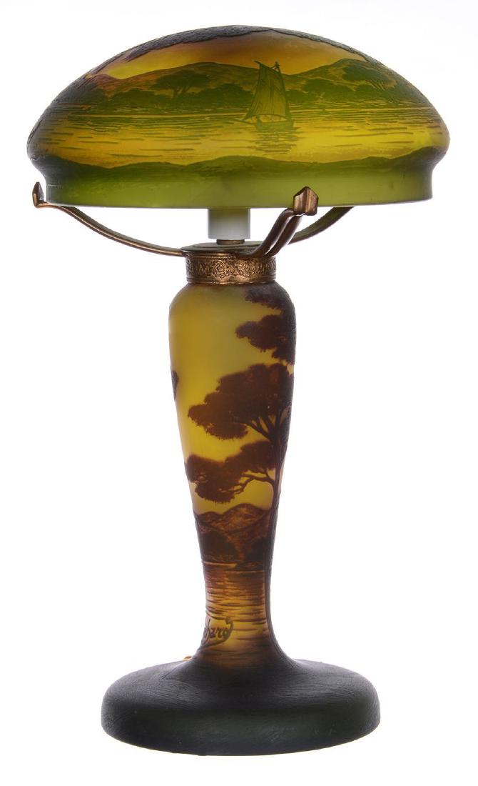 13.5" X 8" SIGNED RICHARD FRENCH CAMEO ART GLASS LAMP (1 of 4)