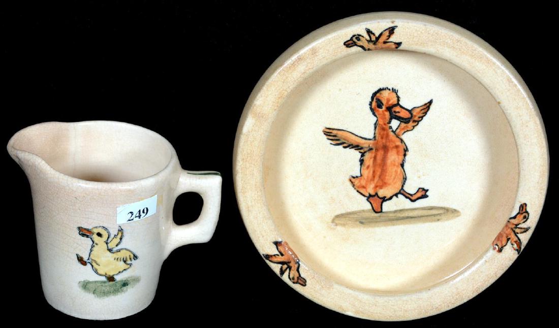 (2) MARKED WELLER WARE ART POTTERY CHILDREN'S DISHES (1 of 3)