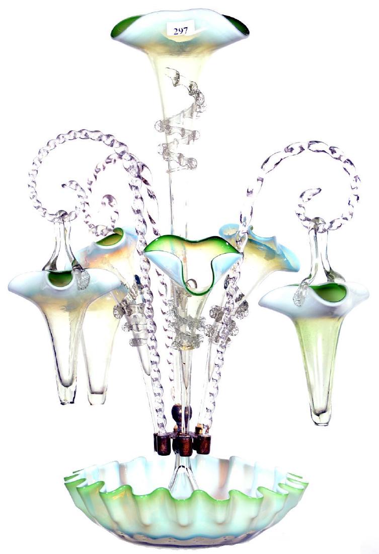 19.5" ART GLASS EPERGNE WITH HANGING BASKETS (1 of 4)