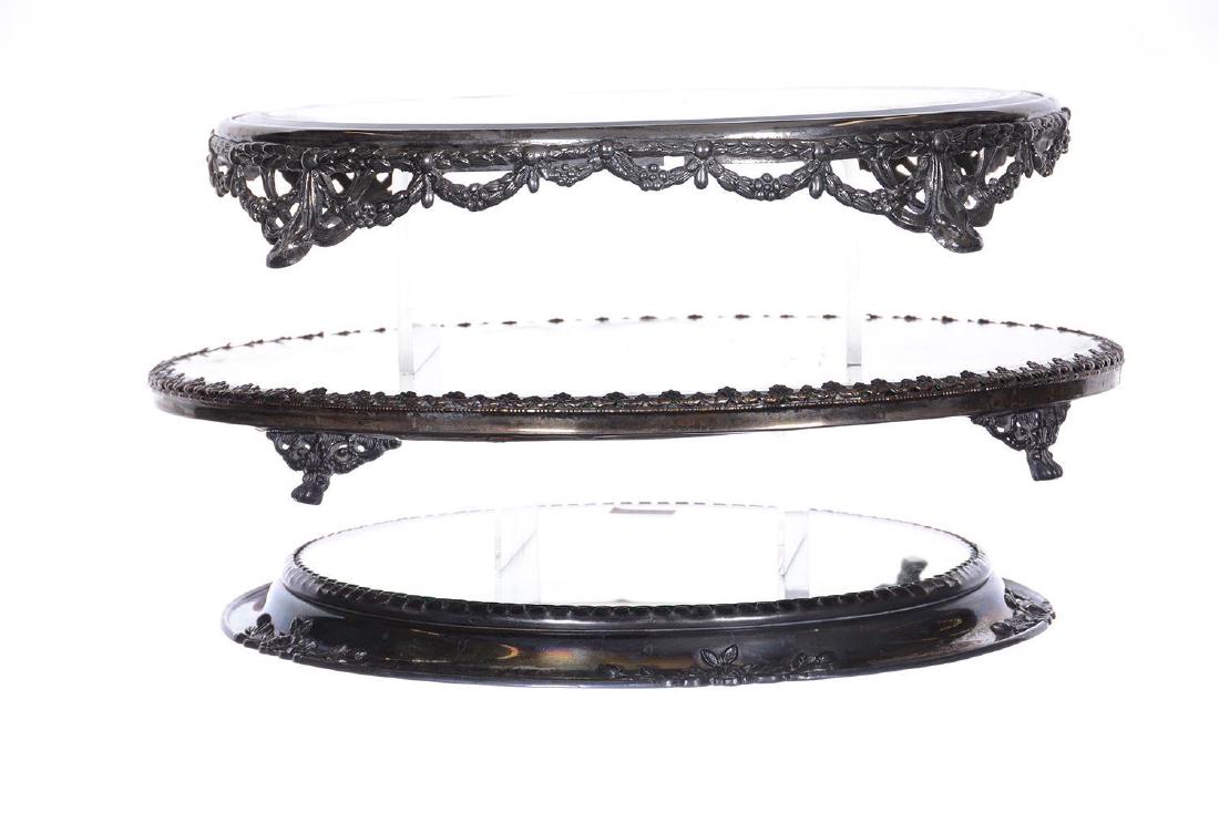 (3) BEVELED MIRROR PLATEAUS WITH SILVERPLATE TRIM (1 of 4)