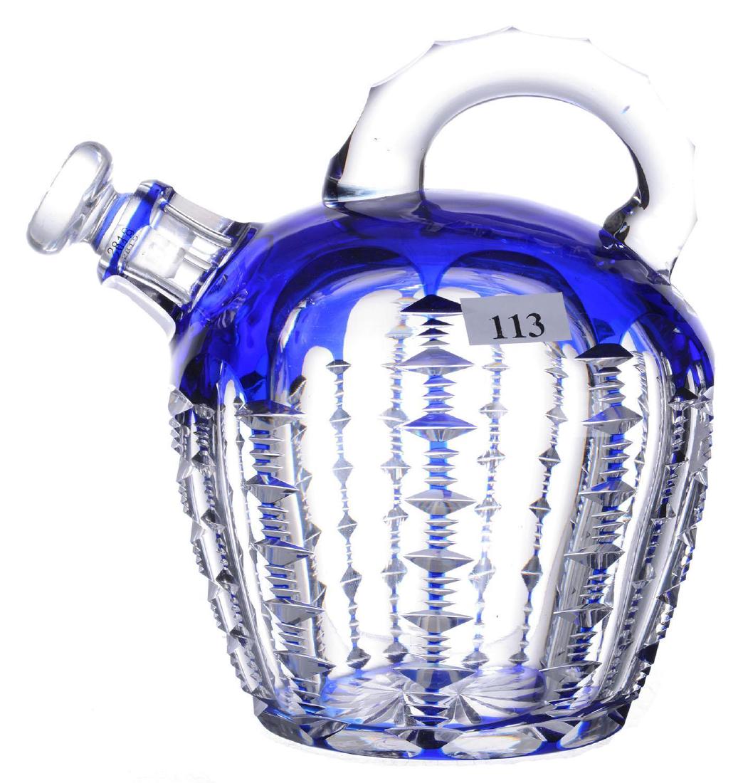 RUM JUG - 7" - COBALT BLUE CUT TO CLEAR (1 of 2)