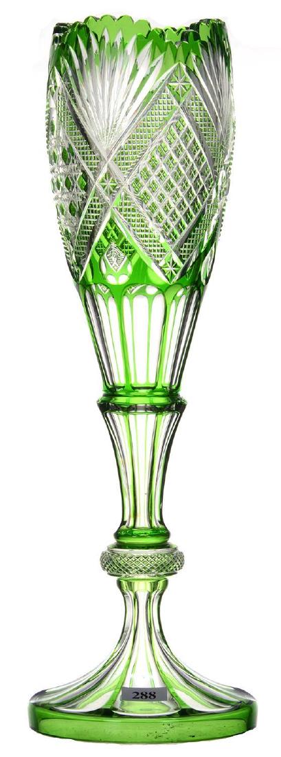 VASE - 15.75" - GREEN CUT TO CLEAR (1 of 3)