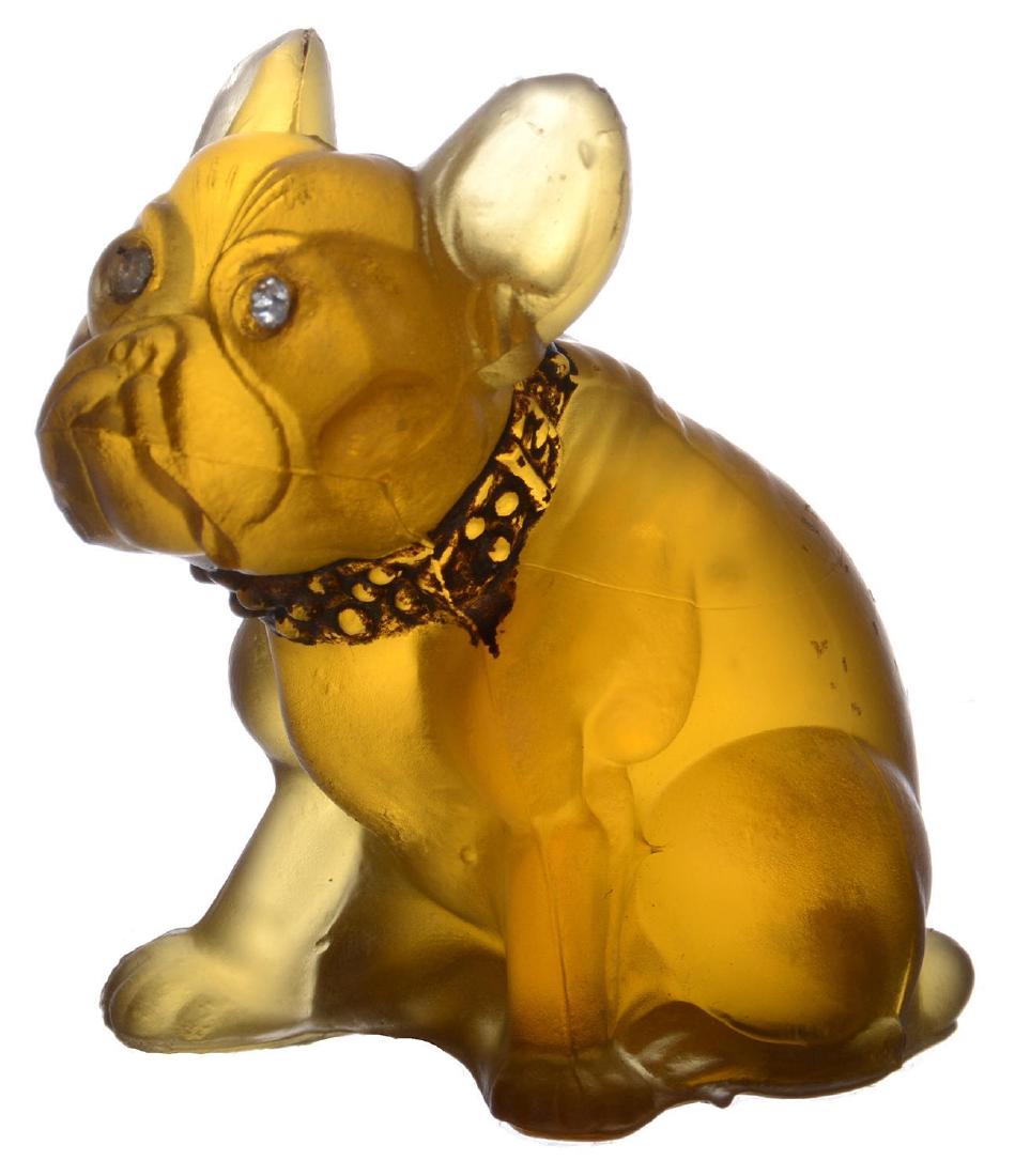 BULLDOG FIGURINE 2.5" SOLID AMBER GLASS BY