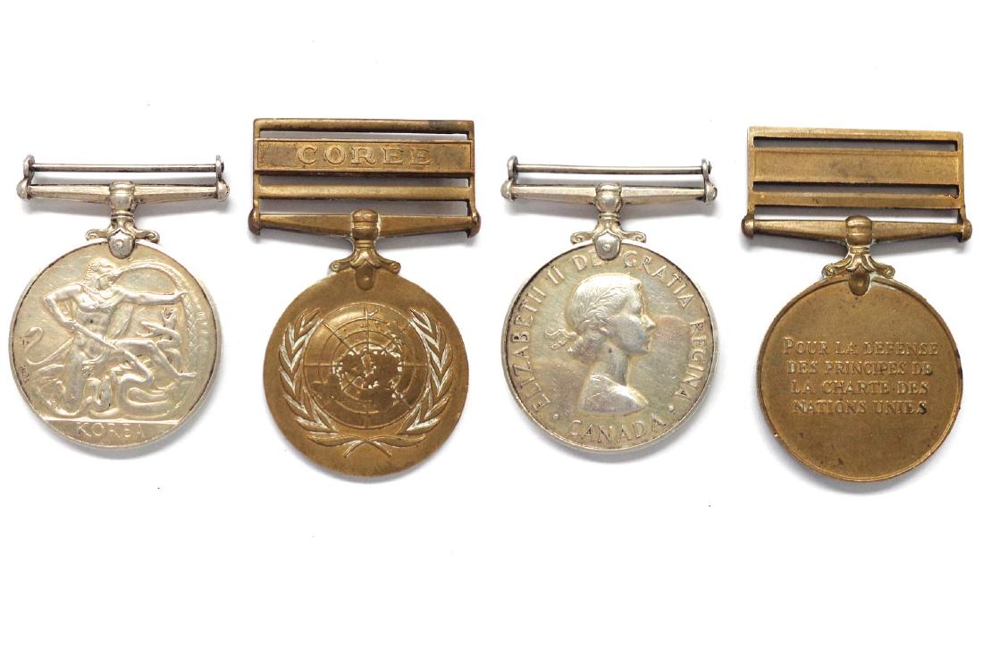 Canada Korea medals: Pair of Canada Korea service medals silver and bronze named to SD-4719 J.G. LUSSIER. No ribbons.