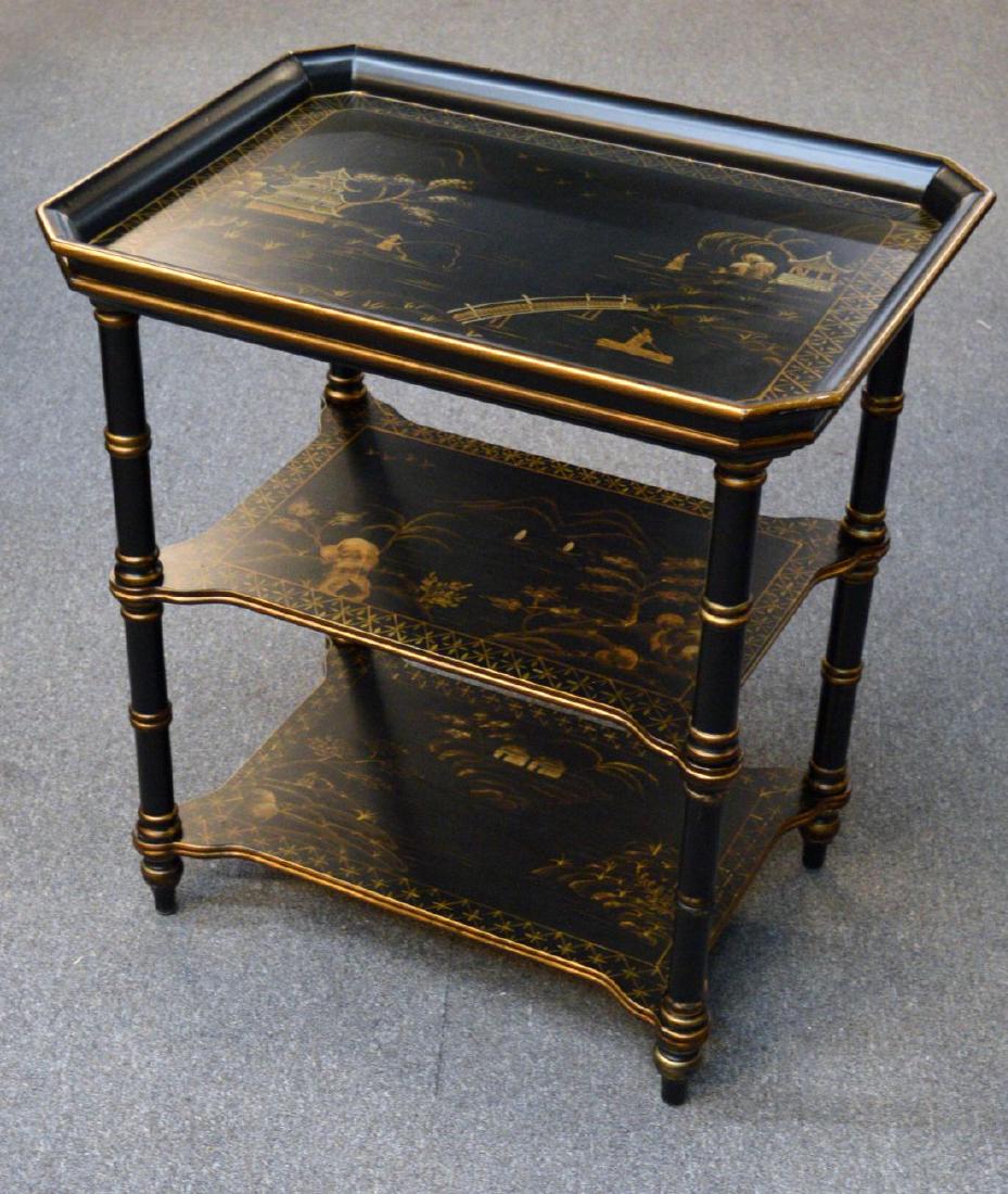 Chinese 3-tier ebonized serving table (1 of 1)