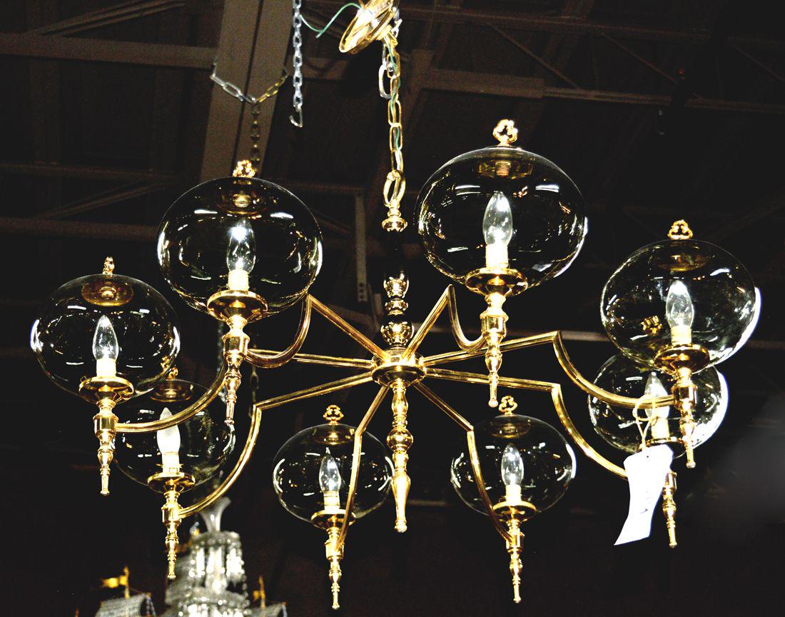 Contemporary-style 8-light brass chandelier (1 of 1)