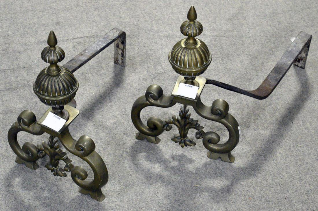 Pair Of Gilt Bronze Fireplace Guards Aug 06 2019 Empire