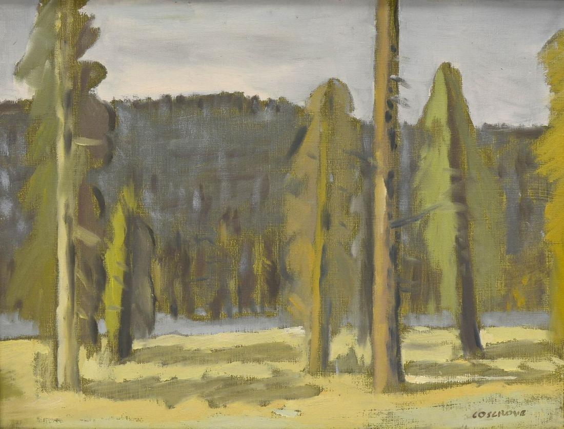 Stanley Morel Cosgrove: Stanley Morel Cosgrove (1911-2002, Can.). Autumn forest. Oil on canvas. Signed lower right. 16" x 20".