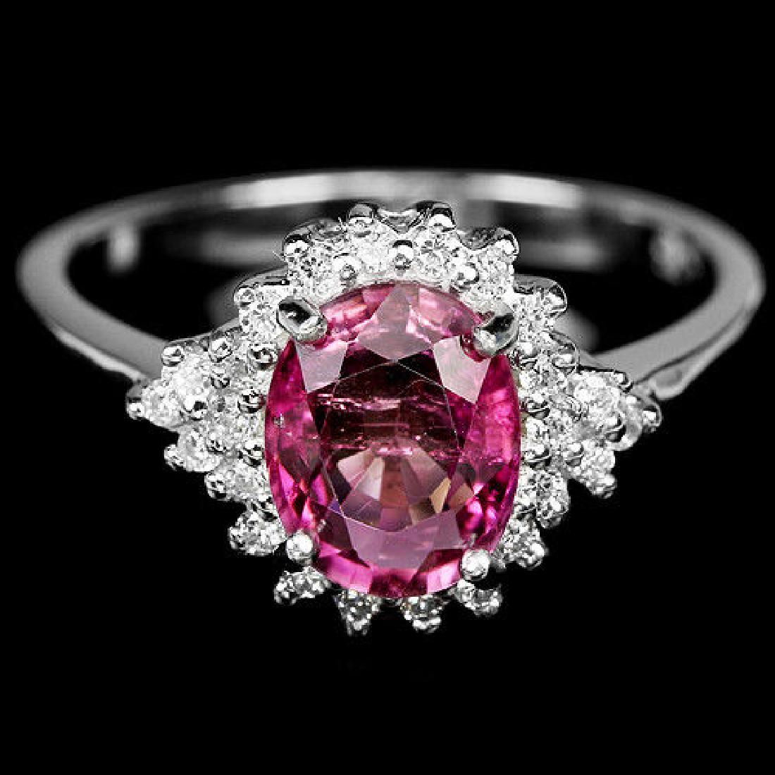 Sterling Silver Natural Pink Tourmaline & Lab Diamond (1 of 3)