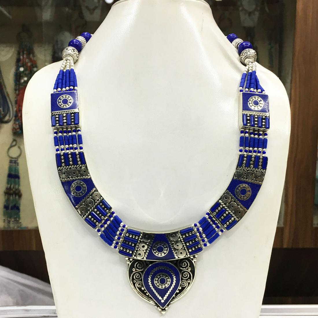 Tibetan Lapis Handmade Chokar Beaded Necklace (1 of 1)