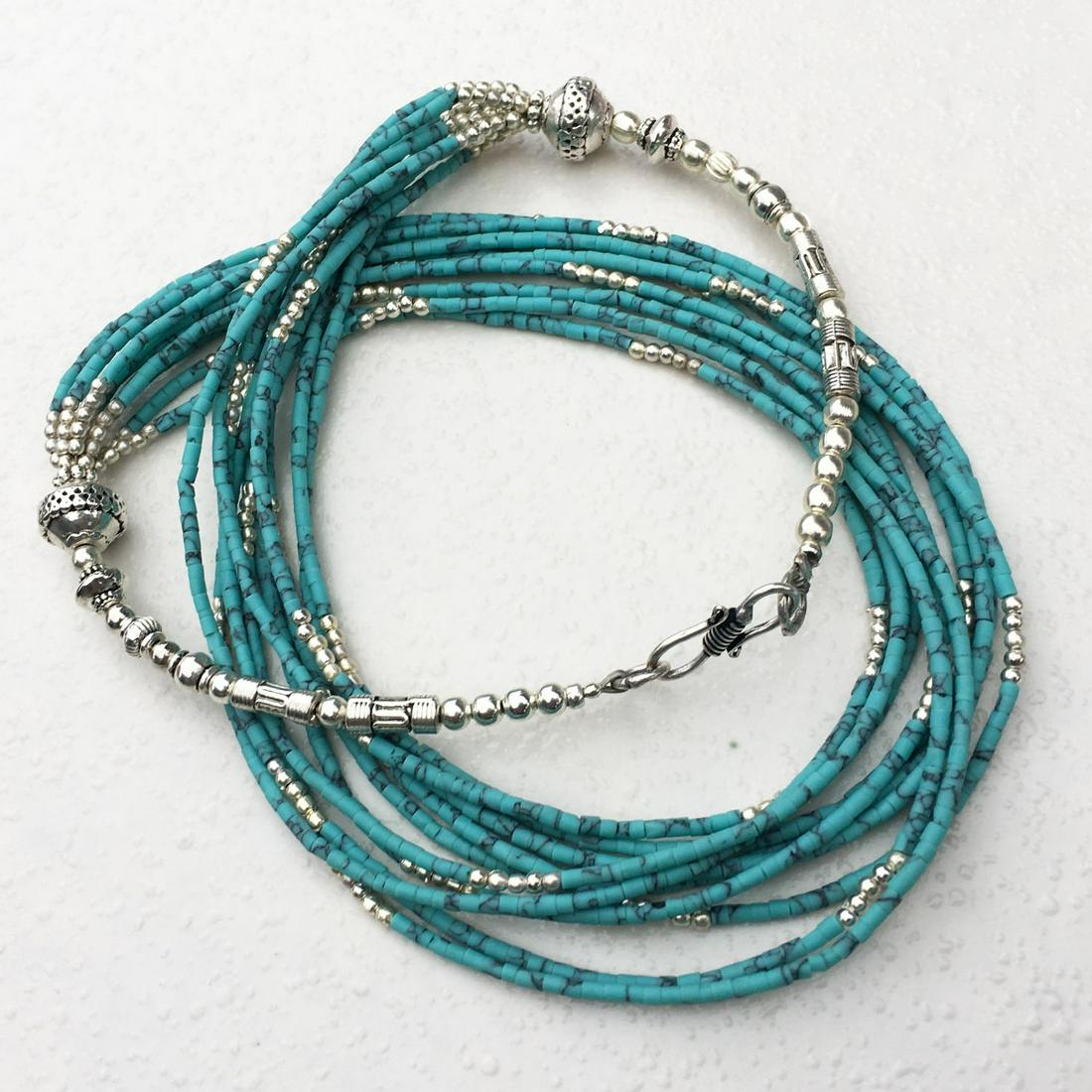 Tibetan Turquoise Multi Strand Handmade Necklace (1 of 2)