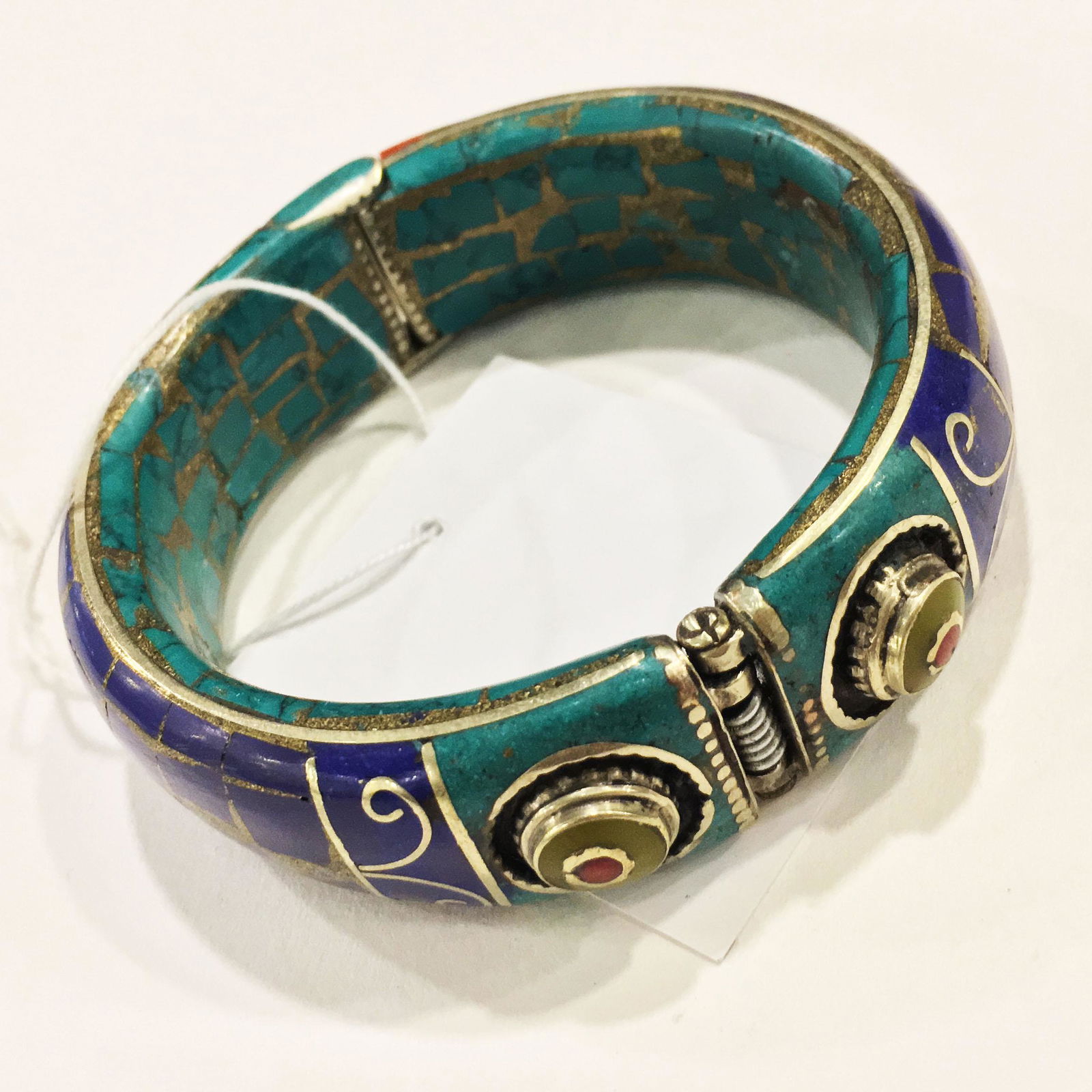 925 Sterling silver Turquoise & Lapis Mexican Bangle (1 of 3)
