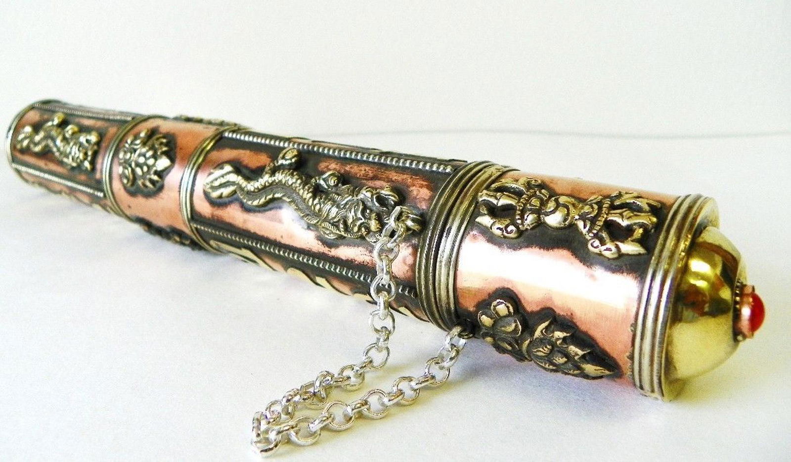 Artistic Handcrafted Tibetan Copper Incense Holder Made (1 of 3)