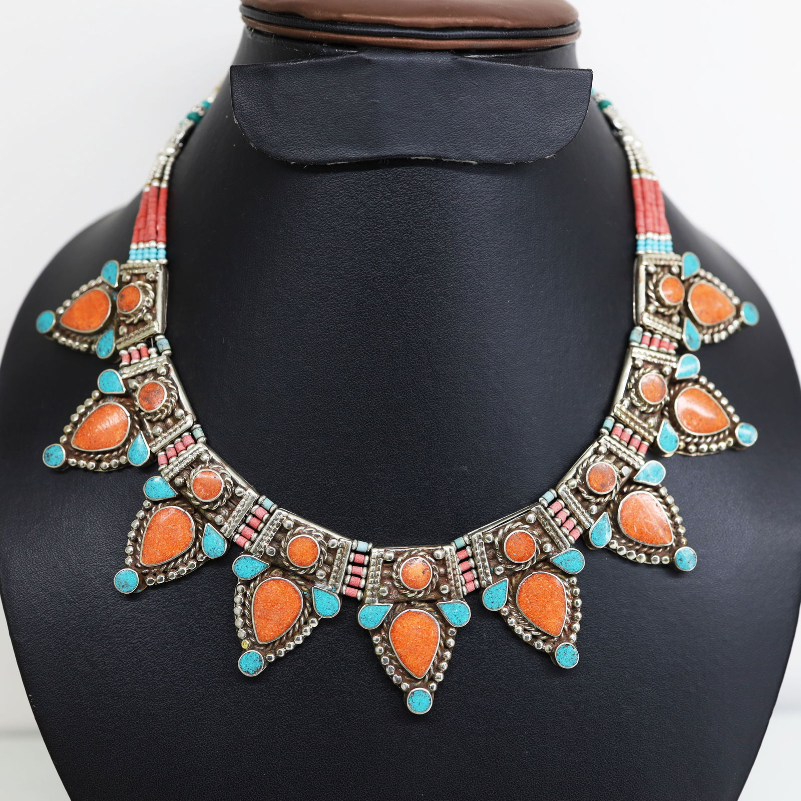 Tibetan Red Coral Beaded Chokar Necklace (1 of 5)