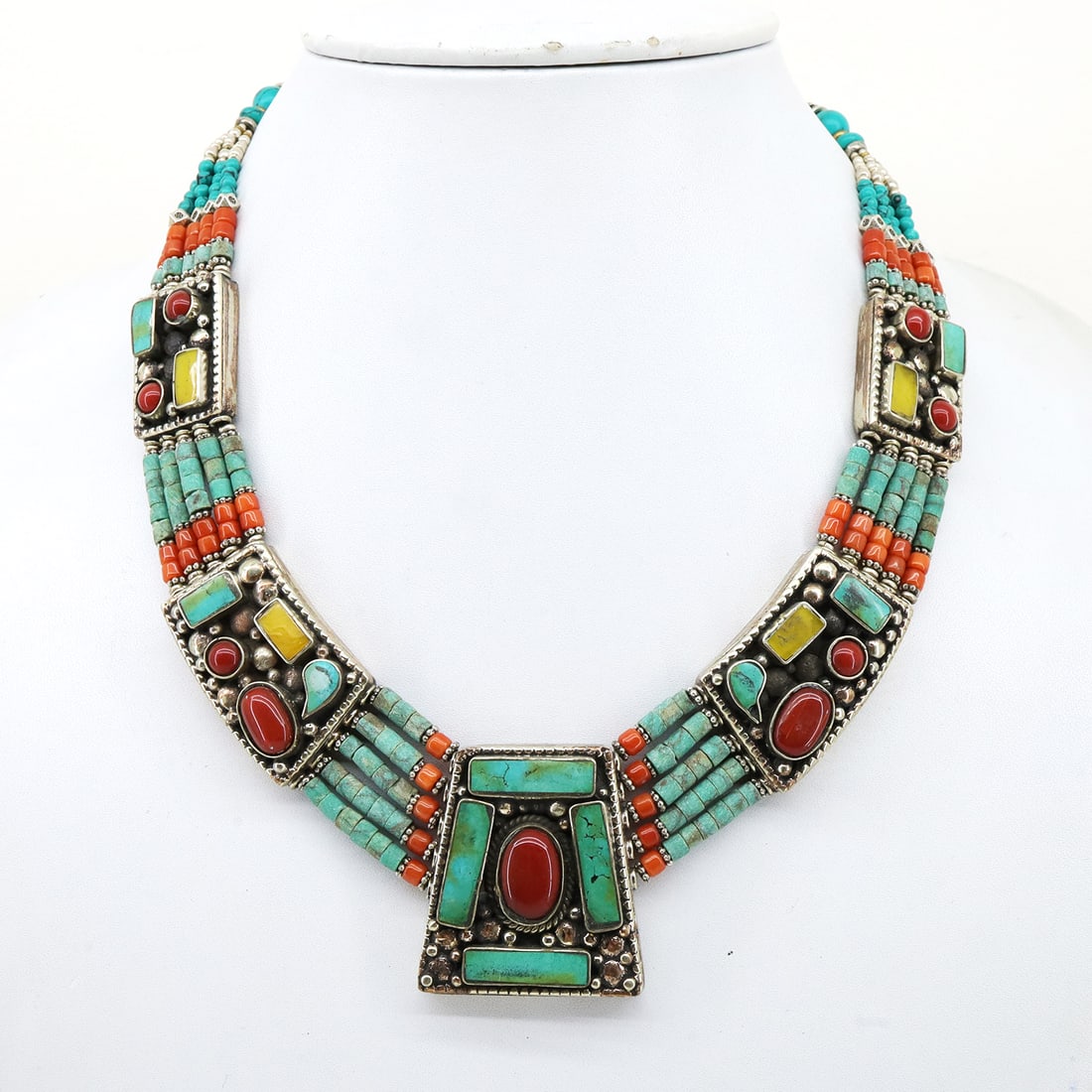 Tibetan Turquoise Beaded Chokar Old Necklace (1 of 3)