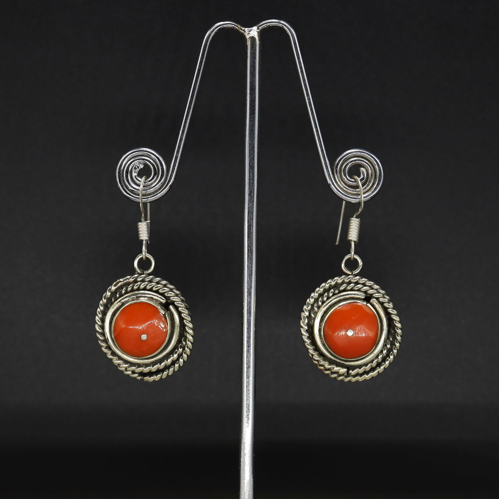 Tibetan Red Coral Hand-Carved Unique Earrings: Stunning Traditional Tibetan style bib choker Earrings!! handmade by EasternPresents in Nepal. A colorful statement piece, it looks great with a casual outfit or dressed up! Perfect for all time. Earr