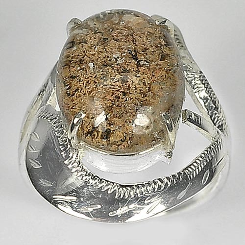 925 Sterling Silver Ring Jewelry 4.54 G. with Natural Gemstone White Moss Quartz Size 7.5 (1 of 3)