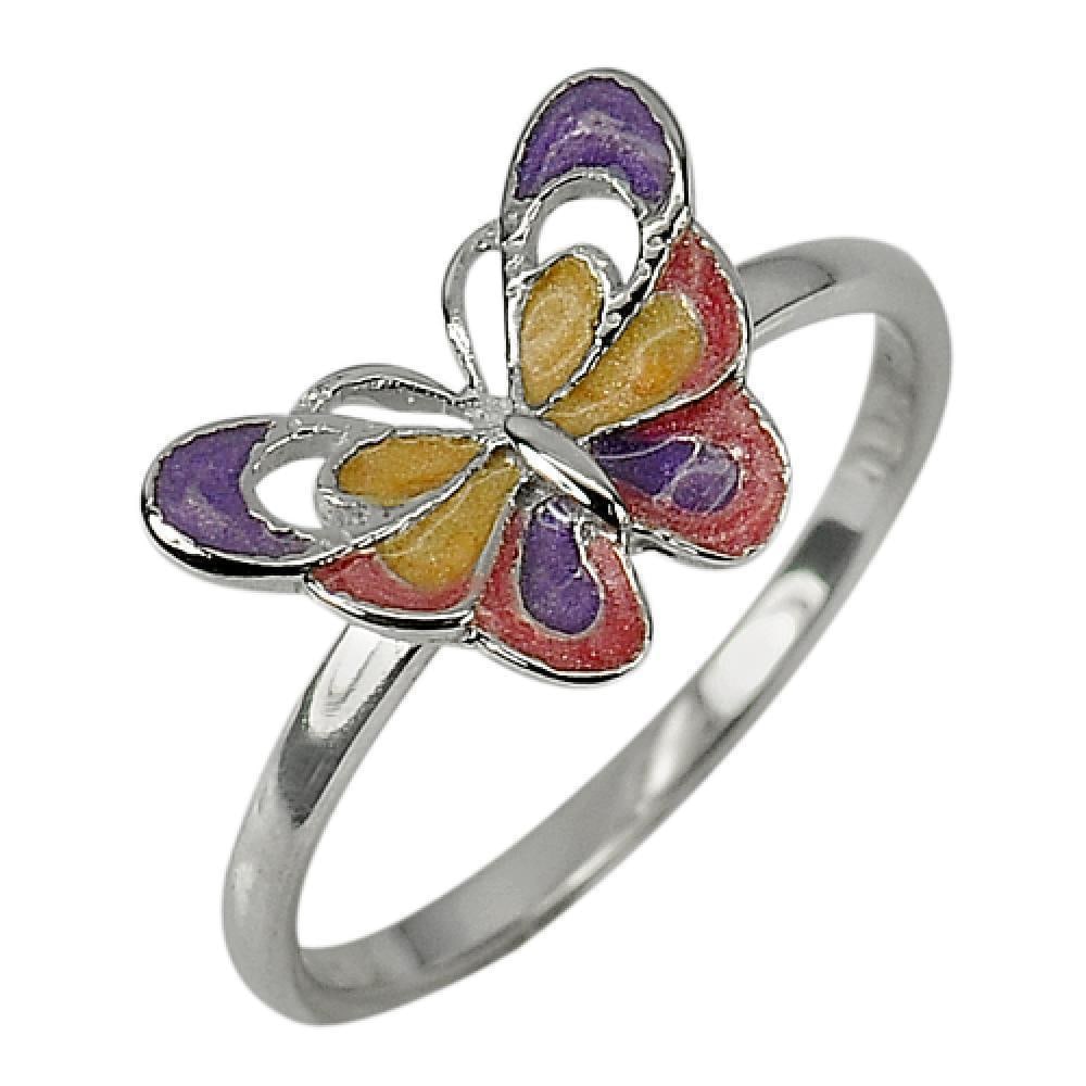 925 Sterling Silver Ring Jewelry 2 G. Beautiful Butterfly Enamel Design Size 6 (1 of 3)