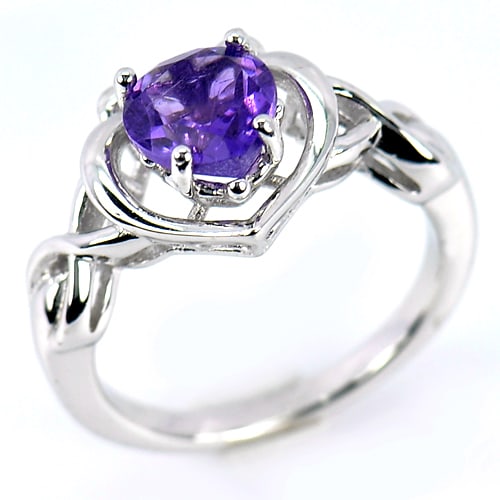 925 Sterling Silver Ring Jewelry With Natural Gemstone Purple Amethyst 3.71 G. Size 6 (1 of 3)