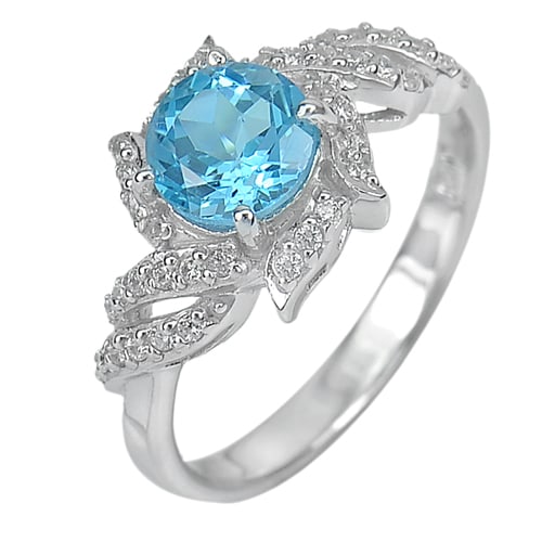 925 Sterling Silver Ring Jewelry 3.50 G. with Natural Gemstone Swiss Blue Topaz and Cz Size 8: Product ID: 207103180 Product Name: Sterling Silver Ring Product Type: 925 Sterling Silver Fine Jewelry Jewelry Weight: 3.50 Grams. Ring Size: 8 Resizable(Fee) Gemstones Color: Blue Metal: Solid Silve