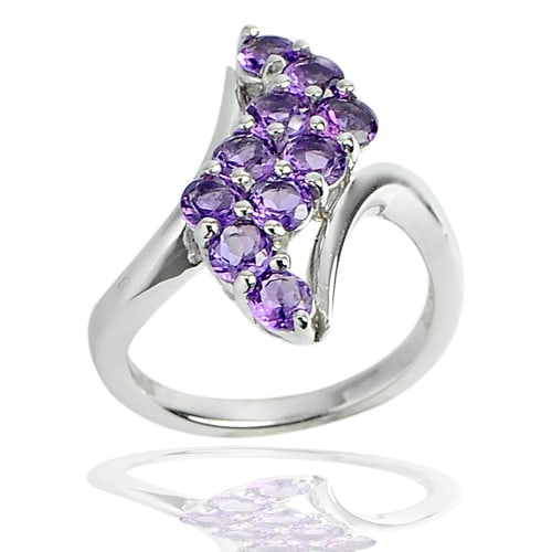 925 Sterling Silver Ring Jewelry with Natural Gemstones Purple Amethyst 5.10 G. Size 7 (1 of 3)