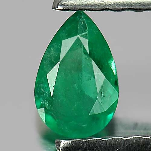Green Emerald 0.19 Ct. Pear Shape 5.3 x 3.5 Mm. Natural Gemstone Unheated (1 of 3)