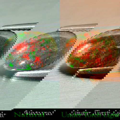 Red Black Opal 0.80 Ct. Oval Cabochon 10.2 x 7.4 Mm. Natural Gemstone Ethiopia (1 of 3)