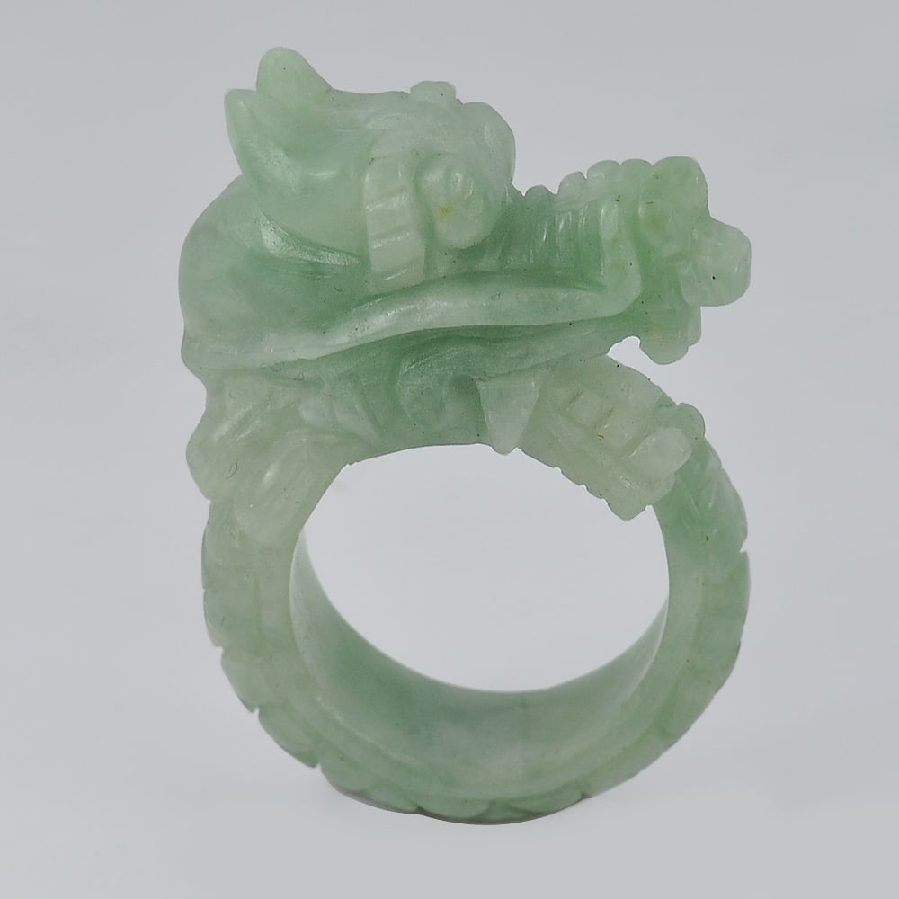 Green Jade Dragon Ring 99.21 Ct. Natural Gemstone Unheated Size 11 (1 of 3)