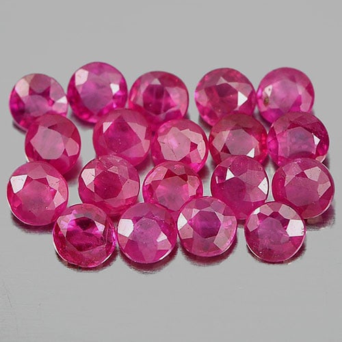 Purplish Pink Ruby 1.18 Ct. 19 Pcs. Round Shape 2.3 Mm. Natural Gemstones From Myanmar (1 of 3)