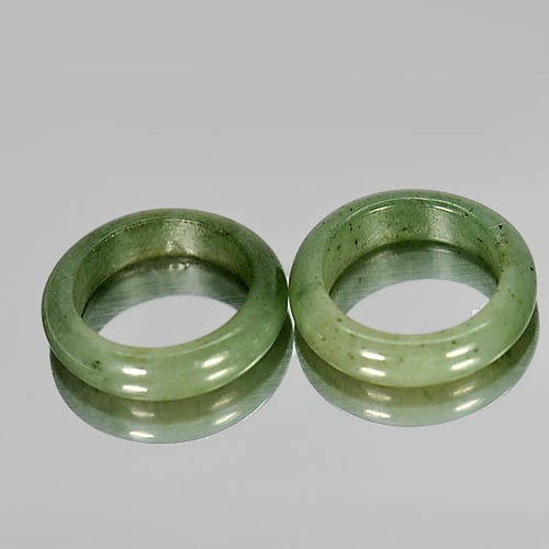Green Rings Jade 27.21 Ct. 2 Pcs. Unheated Natural Gemstone Size 5.5: Product ID: 819810712 / Product Name: Natural Jade / Weight: 27.21 CT. / Size: 22 x 5 MM. / Shape: Round / Color: White Green / Clarity:Opaque / Luster: Good / Gems Origin: Thailand / Treatment: Unhea