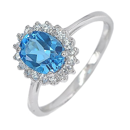Natural Swiss Blue Topaz Gemstone 925 Sterling Silver Ring Jewelry Size 8 (1 of 3)