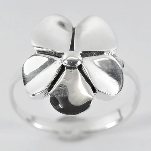 925 Sterling Silver Beautiful Plumeria Flower Ring 3.44 G. Size 7 (1 of 3)