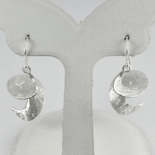 925 Sterling Silver Dangle Earrings Jewelry 1 Pair Lazer Finished Design 3.42 G. (1 of 3)