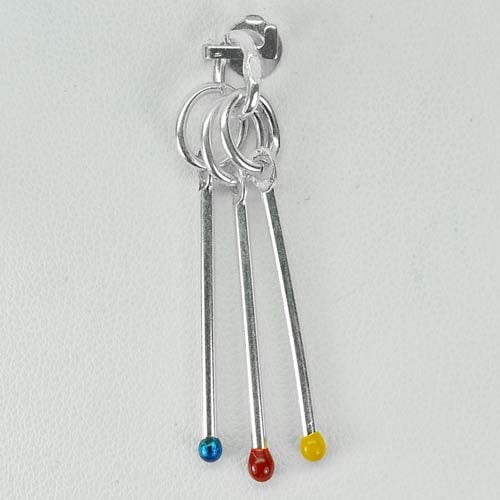 925 Sterling Silver Jewelry Triple Pendant 2.44 G. Multi Color Enamel Match: Product ID: 280430014 / Product Name: Natural Fashion Jewelry / Weight: 2.44 CT. / Size: 33 x 6 Mm. MM. / Shape: Pendant / Color: Multi-Color / Clarity:None / Luster: None / Gems Origin: Thailand / Tr