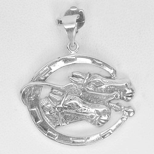 925 Sterling Silver Two Head Horses Pendant Jewelry 4.75 G.: Product ID: 280430021 / Product Name: Natural Fashion Jewelry / Weight: 4.75 CT. / Size: 28 x 26 Mm. MM. / Shape: Pendant / Color: White / Clarity:None / Luster: None / Gems Origin: Thailand / Treatme