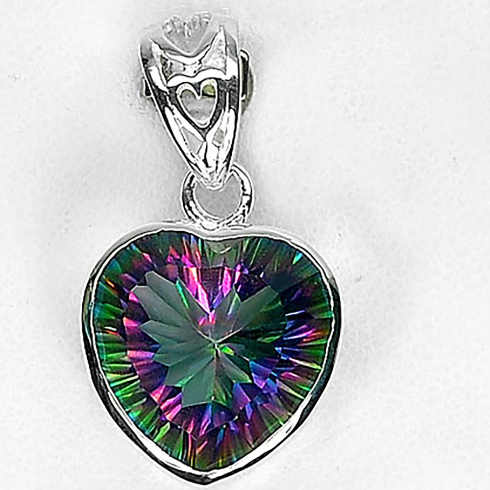 925 Sterling Silver Pendant with Natural Gemstone Mystic Green Quartz 6.45 G. (1 of 3)