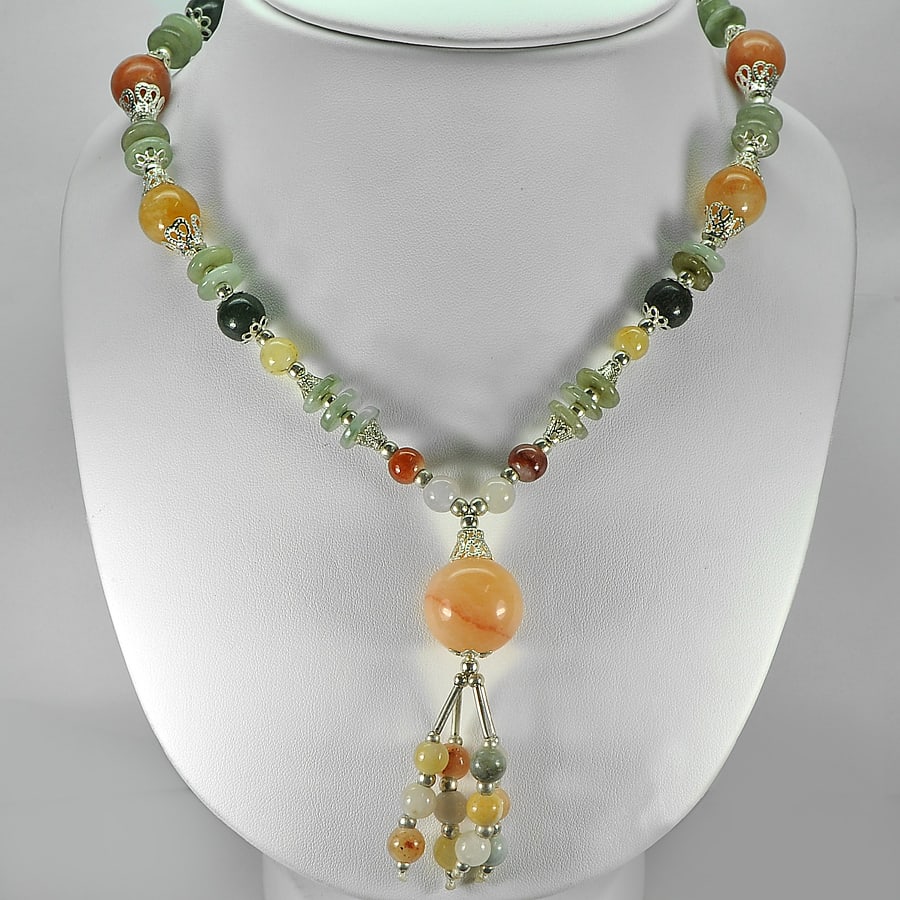 403.60 Ct. Natural Multi-Color Jade Bead Nickel Necklace Length 16 Inch.: Product ID: 819812552 / Product Name: Natural Jade / Weight: 403.60 CT. / Size: Length 16 Inch. MM. / Shape: Mix Shape / Color: Multi-Color / Clarity:Opaque / Luster: Good / Gems Origin: Thailand / Tr