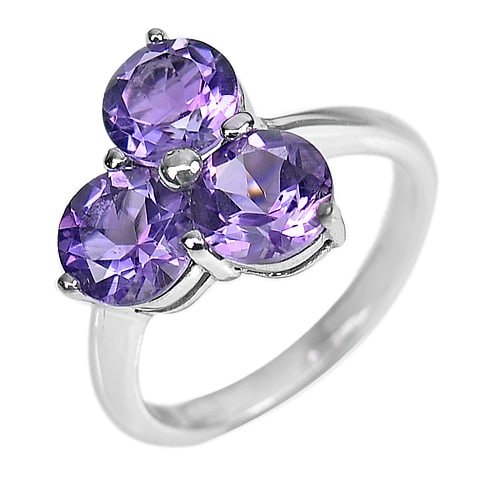 Natural Purple Amethyst Gemstone 3.98 G. 925 Sterling Silver Ring Size 7 (1 of 3)