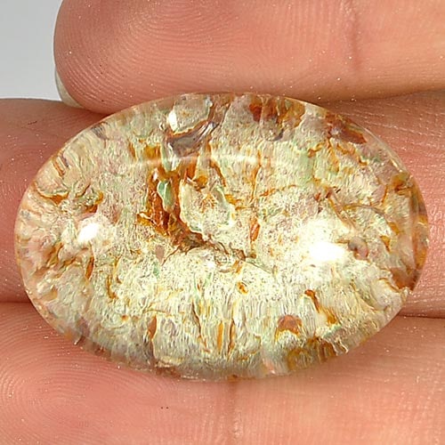 White Moss Quartz 66.07 Ct. Oval Cabochon Shape 31 x 22 Mm. Natural Gemstone From Thailand: Product ID: 805523651 / Product Name: Natural Quartz / Weight: 66.07 CT. / Size: 31 x 22 x 13.5 MM. / Shape: Oval Cabochon / Color: White Brown / Clarity:Semi - Transparent / Luster: Good / Gems Origi