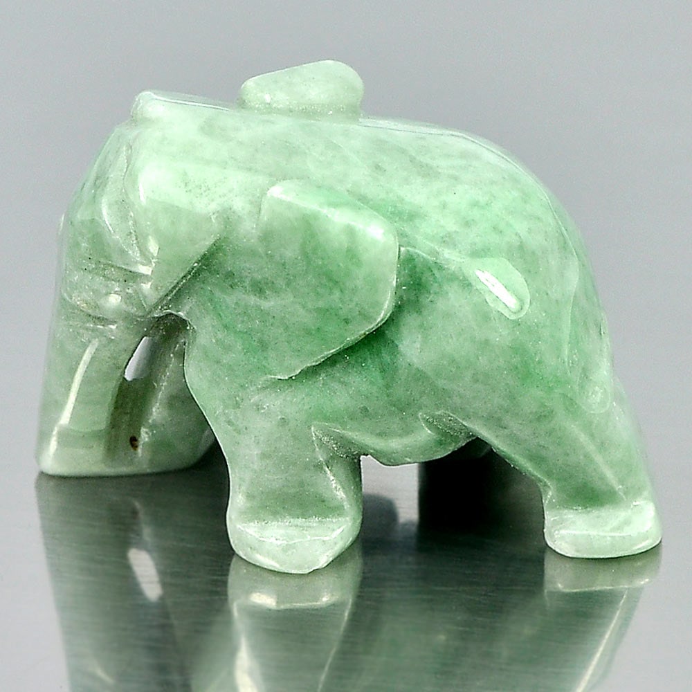 Green Jade Elephant Carving 65.18 Ct. Unheated Natural Gemstone (1 of 3)