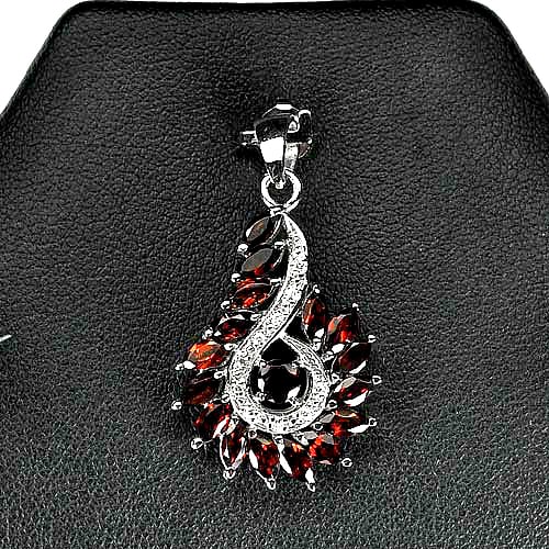 925 Sterling Silver Jewelry Pendant Natural Gemstone Orange Red Garnet 4.27 G. (1 of 3)