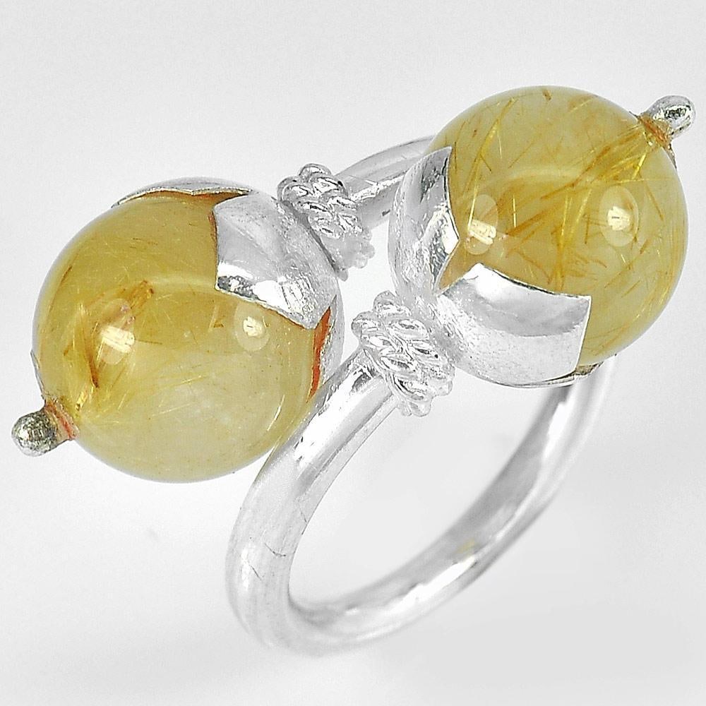 8.51 G. Natural Gemstone Brown Rutilated Quartz 925 Sterling Silver Ring Size 6 (1 of 3)