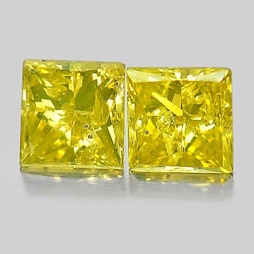 Yellow Diamond 0.34 Ct. 2 Pcs. Square Princess Cut 3.2 x 3.1 x 2 Mm. Natural: Product ID: 802102974 / Product Name: Natural Enhanced Diamond / Weight: 0.34 CT. / Size: 3.2 x 3.1 x 2 MM. / Shape: Square Princess Cut / Color: Yellow / Clarity:SI1 / Luster: Scintillating / Gems Or