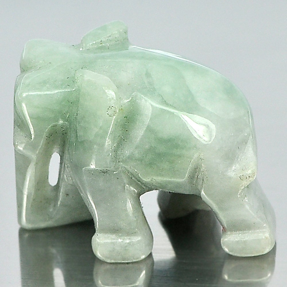 Green Jade Elephant Carving 54.22 Ct. Natural Gemstone Unheated (1 of 3)